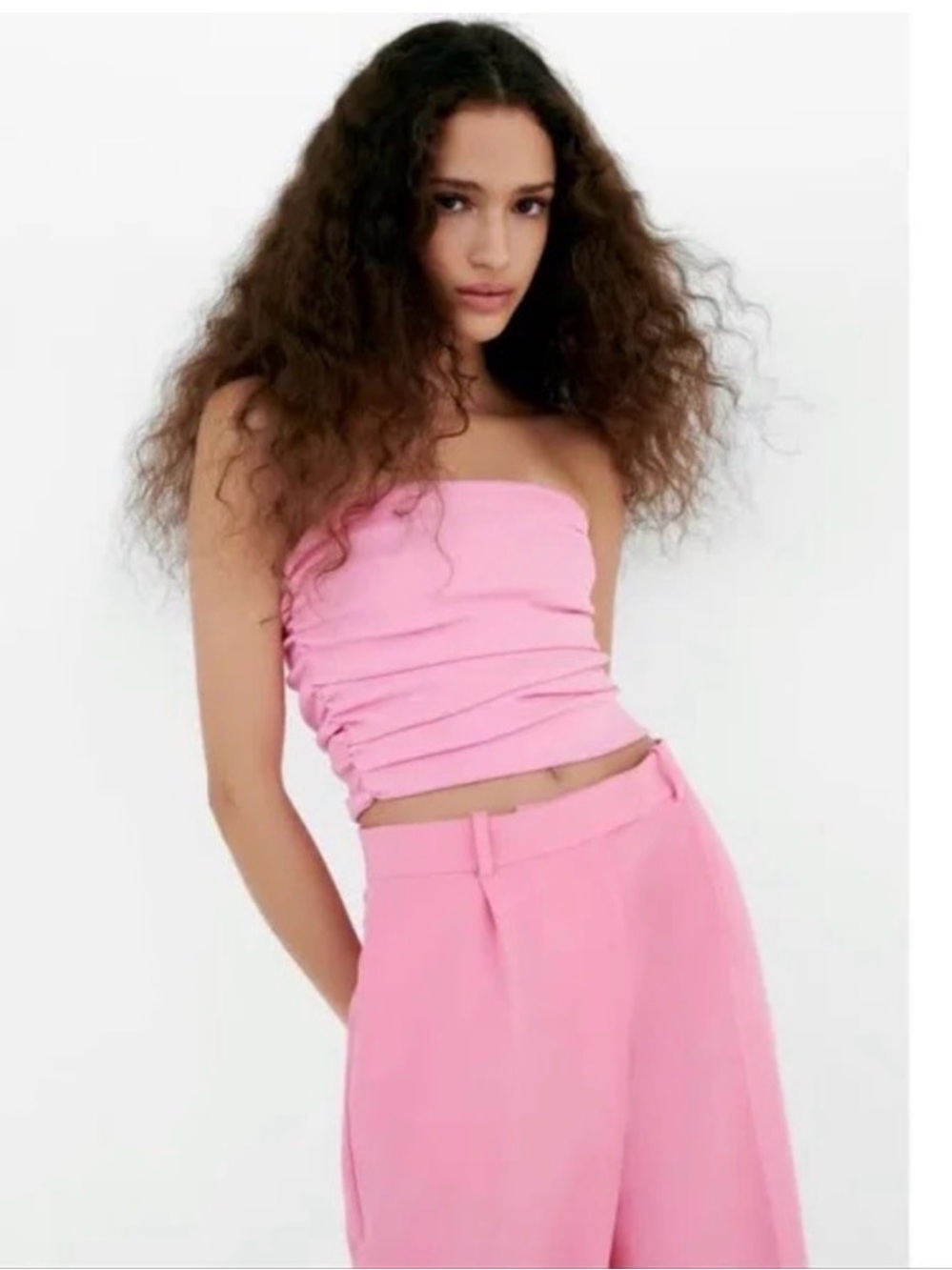Zara Pink Strapless Ruched top